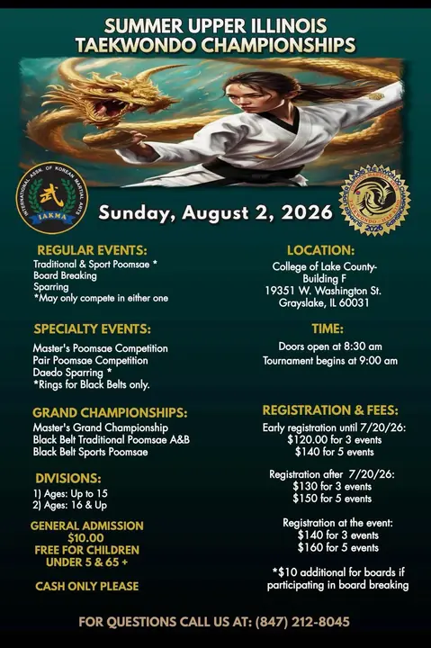 Summer Upper Illinois Taekwondo Championships flyer